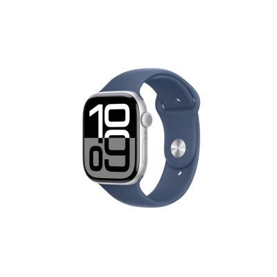 Apple Watch S10 Cellular 46mm Silver Alu Case with Denim Sport Band - M/L
