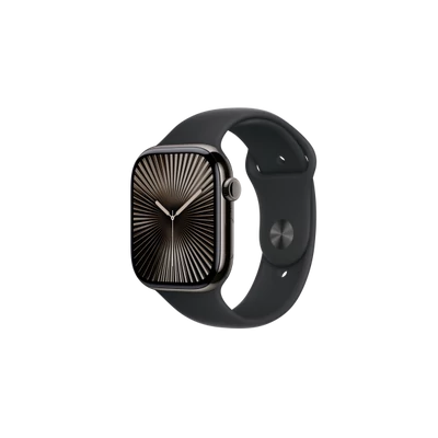 Apple Watch S10 Cellular 46mm Slate Titanium Case with Black Sport Band - S/M
