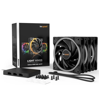 BE QUIET! Rendszerhűtő ventilátor Light Wings PWM High-Speed, 12cm (3-PACK)