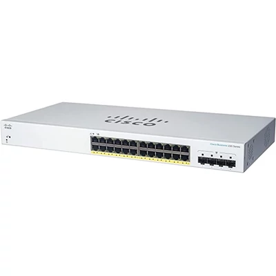 CISCO Switch 24x1000Mbps + 4x10000Mbps SFP+, Menedzselhető, Fémházas, Rackes - CBS220-24T-4X-EU