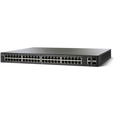 CISCO Switch 48x100Mbps (POE+) + 2x1000Mbps SFP Kombó + 2x1000Mbps SFP, Fémházas, Rackes, Menedzselhető - SF350-48P-K9-E