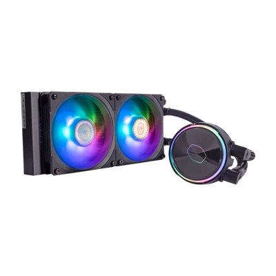 COOLER MASTER CPU hűtő MASTERLIQUID PL240 FLUX (vízhűtés), ARGB, LGA1700 támogatással, fekete