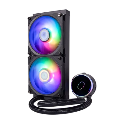 COOLER MASTER CPU hűtő MASTERLIQUID PL240 FLUX (vízhűtés), ARGB, LGA1700 támogatással, fekete