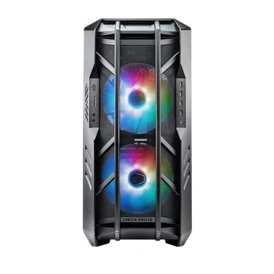 COOLER MASTER Ház ATX HAF 700 + 5db Ventilátor + ARGB Gen2 Kontroller + HUB, Tápegység nélkül, Üvegfalú, fekete