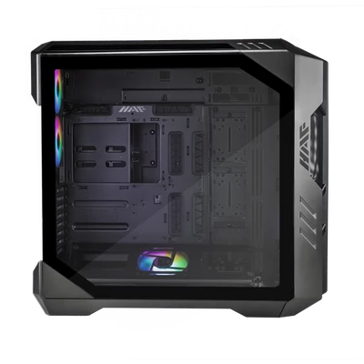 COOLER MASTER Ház ATX HAF 700 + 5db Ventilátor + ARGB Gen2 Kontroller + HUB, Tápegység nélkül, Üvegfalú, fekete