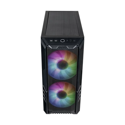 COOLER MASTER Ház Midi ATX HAF 500 ARGB + 4db Ventilátor, Tápegység nélkül, Üvegfalú, fekete