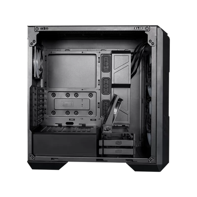 COOLER MASTER Ház Midi ATX HAF 500 ARGB + 4db Ventilátor, Tápegység nélkül, Üvegfalú, fekete
