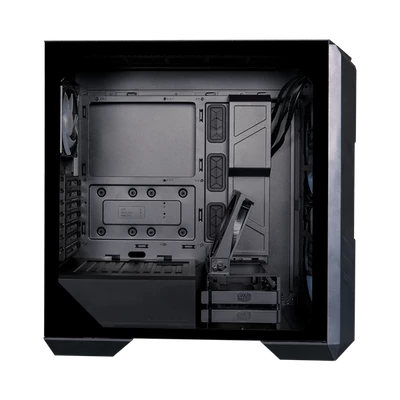 COOLER MASTER Ház Midi ATX HAF 500 ARGB + 4db Ventilátor, Tápegység nélkül, Üvegfalú, fekete