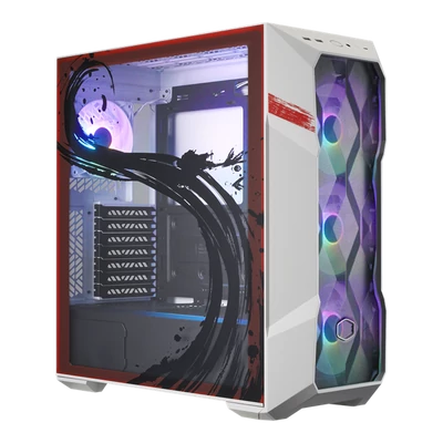 COOLER MASTER Ház Midi ATX MasterBox TD500 MESH V2 RYU, 4db ARGB Ventilátorral, Tápegység nélkül, Edzett Üveg, fehér