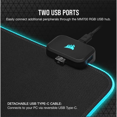 CORSAIR Egérpad MM700 RGB Extended Gaming, 930x400mm, fekete