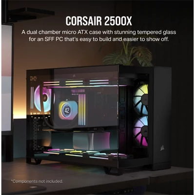 CORSAIR Ház 2500X, Tápegység nélkül, Edzett Üveg, fekete