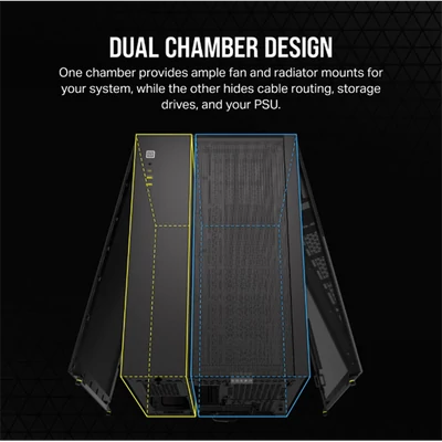 CORSAIR Ház 2500X, Tápegység nélkül, Edzett Üveg, fekete