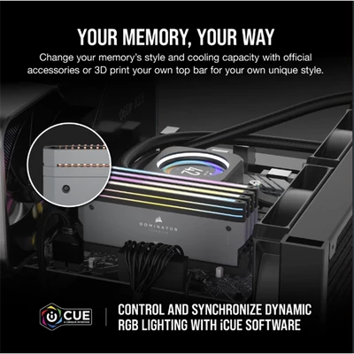 CORSAIR Memória DOMINATOR TITANIUM RGB DDR5 32GB 4800MHz CL30, AMD (Kit of 2), szürke