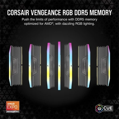 CORSAIR Memória VENGEANCE RGB DDR5 32GB 5600MHz CL40 AMD EXPO (Kit of 2), szürke