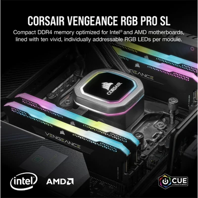 CORSAIR Memória VENGEANCE RGB PRO DDR4 16GB 3200MHz C16 (Kit of 2), fekete