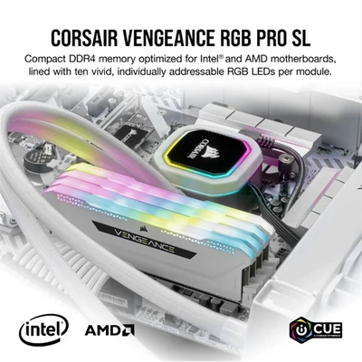 CORSAIR Memória VENGEANCE RGB PRO DDR4 16GB 3600MHz C18 SL (Kit of 2), fehér