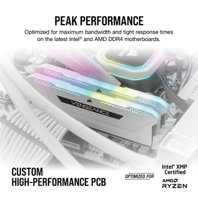 CORSAIR Memória VENGEANCE RGB PRO DDR4 16GB 3600MHz C18 SL (Kit of 2), fehér
