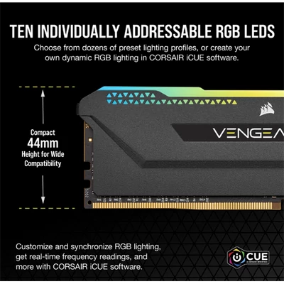 CORSAIR Memória VENGEANCE RGB PRO DDR4 32GB 3600MHz C18 SL (Kit of 2), fekete