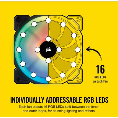 CORSAIR Rendszerhűtő Ventilátor, LL140 RGB, 14cm, fekete
