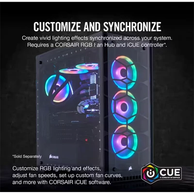 CORSAIR Rendszerhűtő Ventilátor, LL140 RGB, 14cm, fekete
