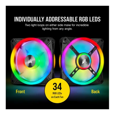 CORSAIR Rendszerhűtő Ventilátor, iCUE QL120 RGB, 12cm, fekete