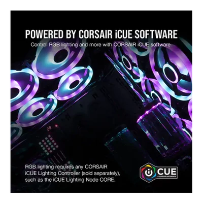 CORSAIR Rendszerhűtő Ventilátor, iCUE QL120 RGB, 12cm, fekete
