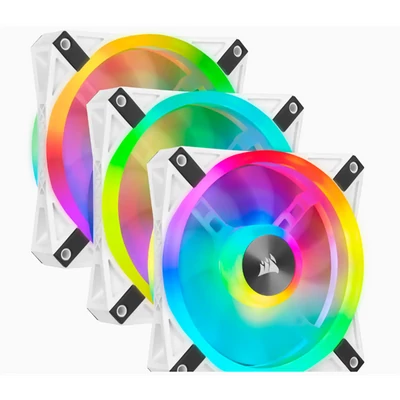 CORSAIR Rendszerhűtő Ventilátor, iCUE QL120 RGB + Lighting Node CORE Kontroller, 12cm, fehér, 3db/csomag