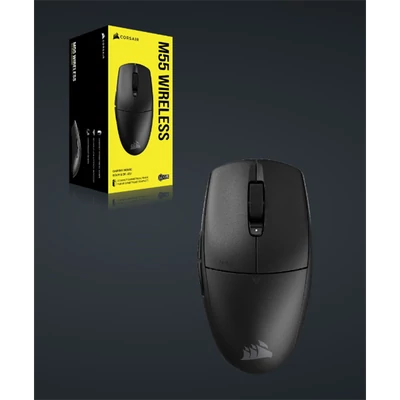 CORSAIR Vezeték Nélküli Egér Gaming, M55 Lightwight, 6 programozható gomb, Ultra-könnyű, 16000dpi, fekete