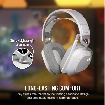 CORSAIR Vezeték Nélküli Headset, HS80 MAX RGB WIRELESS Gaming, Dolby Atmos hangzás, fehér