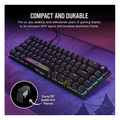 CORSAIR Vezetékes Billentyűzet Gaming, K65 PRO MINI RGB 65%, Optical-Mechanical, US, szürke