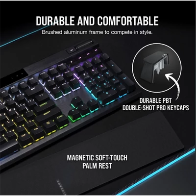 CORSAIR Vezetékes Billentyűzet Gaming, K70 RGB PRO, Mechanikus, CHERRY MX Red switch, Alumínium keret, US, szürke