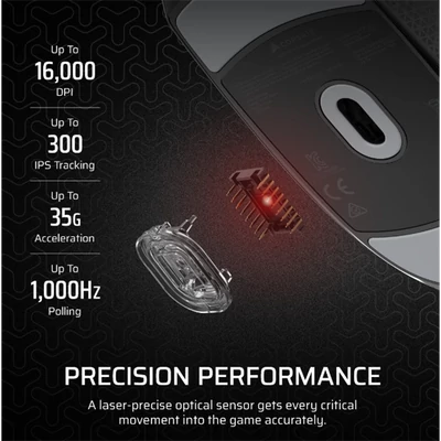 CORSAIR Vezetékes Egér Gaming, M55 Lightwight, 6 programozható gomb, Ultra-könnyű, 16000dpi, fekete