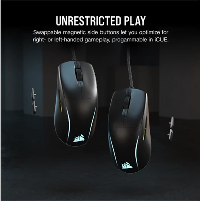 CORSAIR Vezetékes Egér Gaming, M75 RGB, Ultra-könnyű, RGB Világítás, 26000dpi, fekete