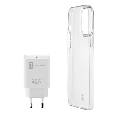 Cellularline kit iPhone 13 mini STARTKITIPH13MIN töltő (USB-C)+átlátszó tok