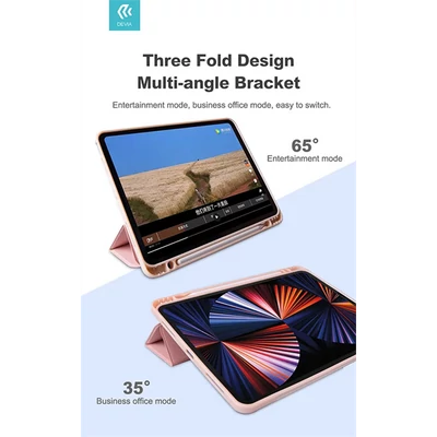 DEVIA IPAD PRO 12.9 (2020/2021/2022) TABLET TOK ON/OFF FUNKCIÓVAL, APPLE PENCIL TARTÓVAL, MÁGNESES TÖLTŐVEL - BLACK