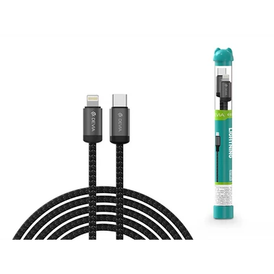 DEVIA ST101715 Gracious Tube PD 27W Type-C/Lightning 1m-es fekete adat-és töltőkábel