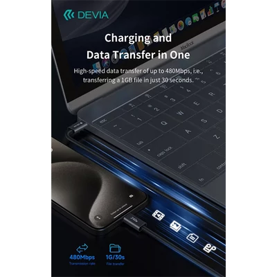 DEVIA ST108721 Extreme Speed PD 240W Type-C/Type-C 2m-es fekete adat-és töltőkábel