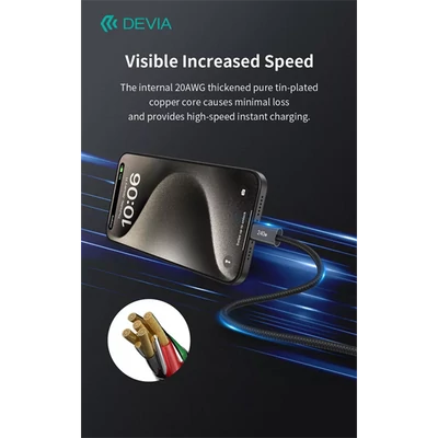 DEVIA ST108721 Extreme Speed PD 240W Type-C/Type-C 2m-es fekete adat-és töltőkábel