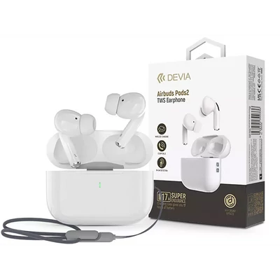DEVIA ST399138 AIRBUDS PODS2 TRUE WIRELESS BLUETOOTH FÜLHALLGATÓ+TÖLTŐTOK- FEHÉR