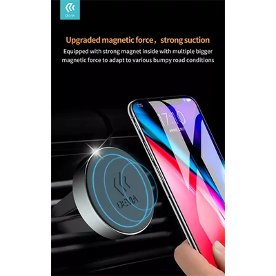 DEVIA UNIVERZÁLIS SZELLŐZŐRÁCSBA ILLESZTHETŐ MÁGNESES AUTÓS TARTÓ - CIRCLESERIES SUCKER CAR MOUNT HOLDER - SZÜRKE/FEKETE