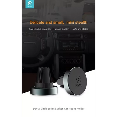 DEVIA UNIVERZÁLIS SZELLŐZŐRÁCSBA ILLESZTHETŐ MÁGNESES AUTÓS TARTÓ - CIRCLESERIES SUCKER CAR MOUNT HOLDER - SZÜRKE/FEKETE