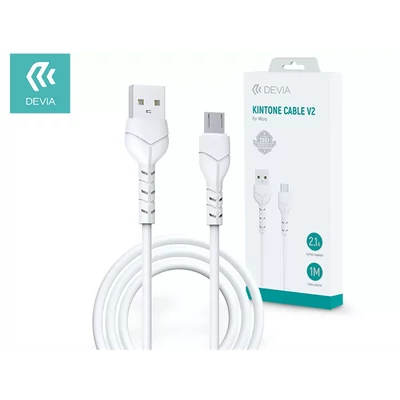 DEVIA USB - MICRO USB ADAT- ÉS TÖLTŐKÁBEL 1 M-ES VEZETÉKKEL - KINTONE CABLE V2 SERIES FOR MICRO USB - 5V/2.1A - WHITE