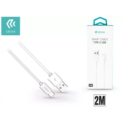DEVIA USB - USB TYPE-C ADAT- ÉS TÖLTŐKÁBEL 2 M-ES VEZETÉKKEL - SMART USB TYPE-C 2.0 CABLE - WHITE