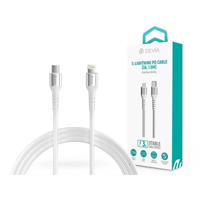 DEVIA USB TYPE-C - LIGHTNING ADAT- ÉS TÖLTŐKÁBEL 1,5 M-ES VEZETÉKKEL - WHITE