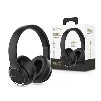 DEVIA WIRELESS BLUETOOTH SZTEREÓ FEJHALLGATÓ BEÉPÍTETT MIKROFONNAL - KINTONE SERIES WIRELESS HEADPHONES V2 - FEKETE