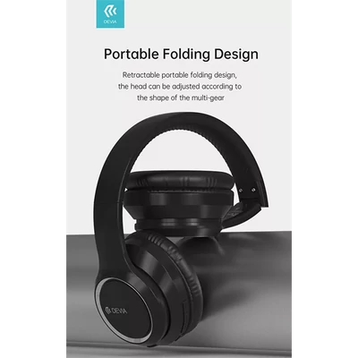 DEVIA WIRELESS BLUETOOTH SZTEREÓ FEJHALLGATÓ BEÉPÍTETT MIKROFONNAL - KINTONE SERIES WIRELESS HEADPHONES V2 - FEKETE