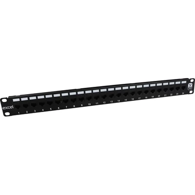 EXCEL Patch Panel Cat.5e UTP 24 portos 1U, fekete (RJ45-RJ45)