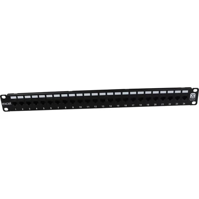EXCEL Patch Panel Cat.5e UTP 24 portos 1U, fekete (RJ45-RJ45)