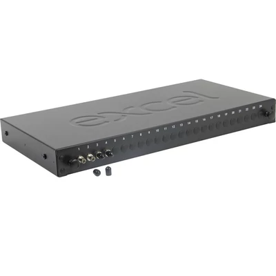 EXCEL Optikai Patch Panel 1U MM ST 24 port, 4 ST toldóval töltve