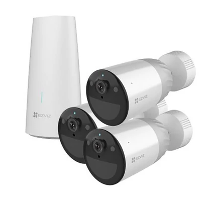 EZVIZ BC1-B3 kültéri 3 kamerás biztonsági rendszer,(bázisállomás+3 kamera), WiFi, 1080p, 12900mAH akku, PIR, IP66, H.265